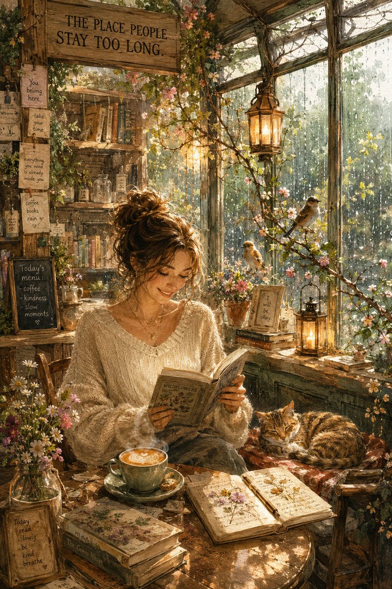 Watercolor Glasshouse Cafe Illustration preview image