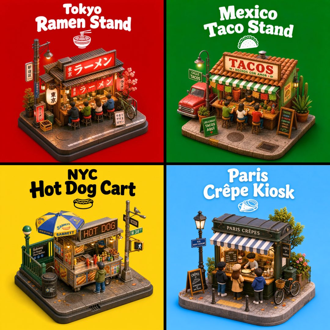 3D City Food Stand Grid preview image