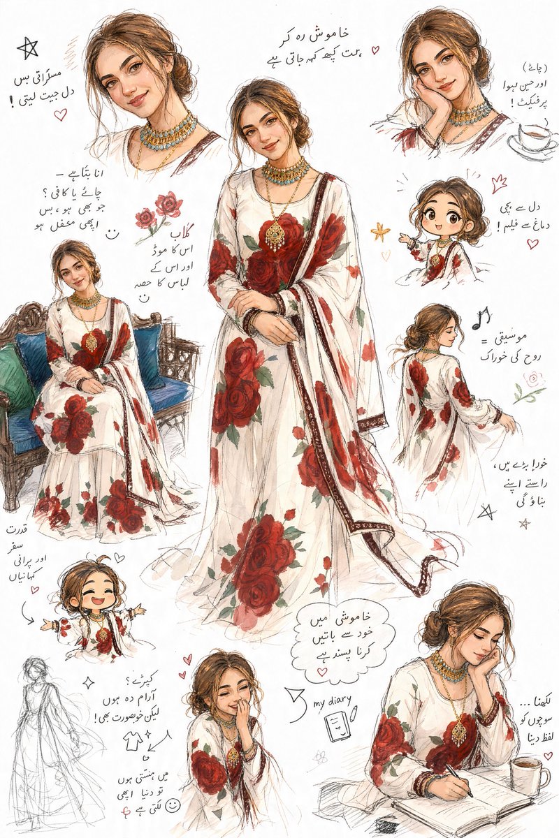 Artistic Sketchbook Character Study in Urdu preview image