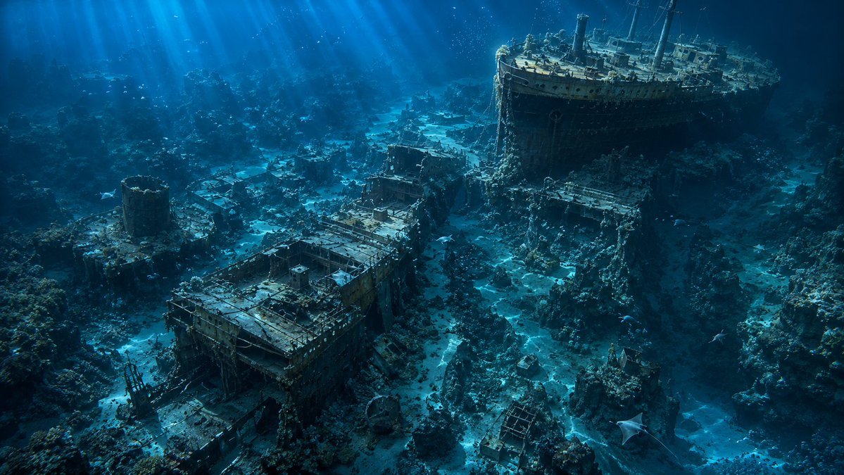 Deep Sea Titanic Shipwreck Aerial View preview image