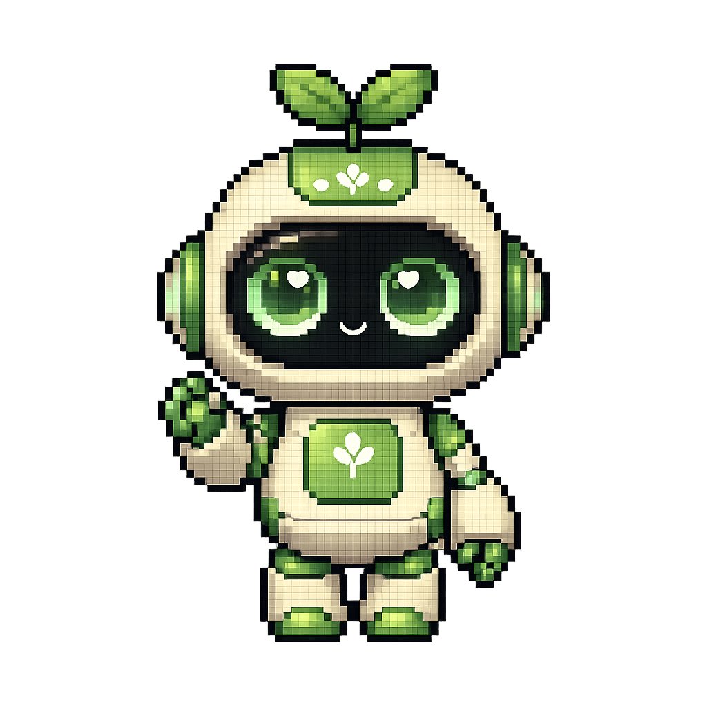 Cute Eco Robot Pixel Art Mascot preview image