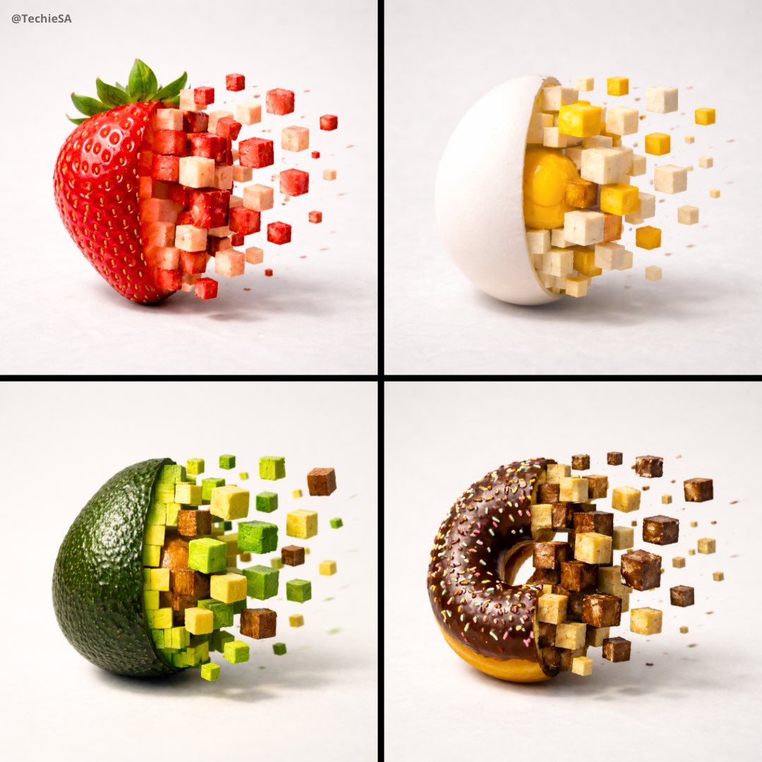 3D Pixel Food Disintegration preview image