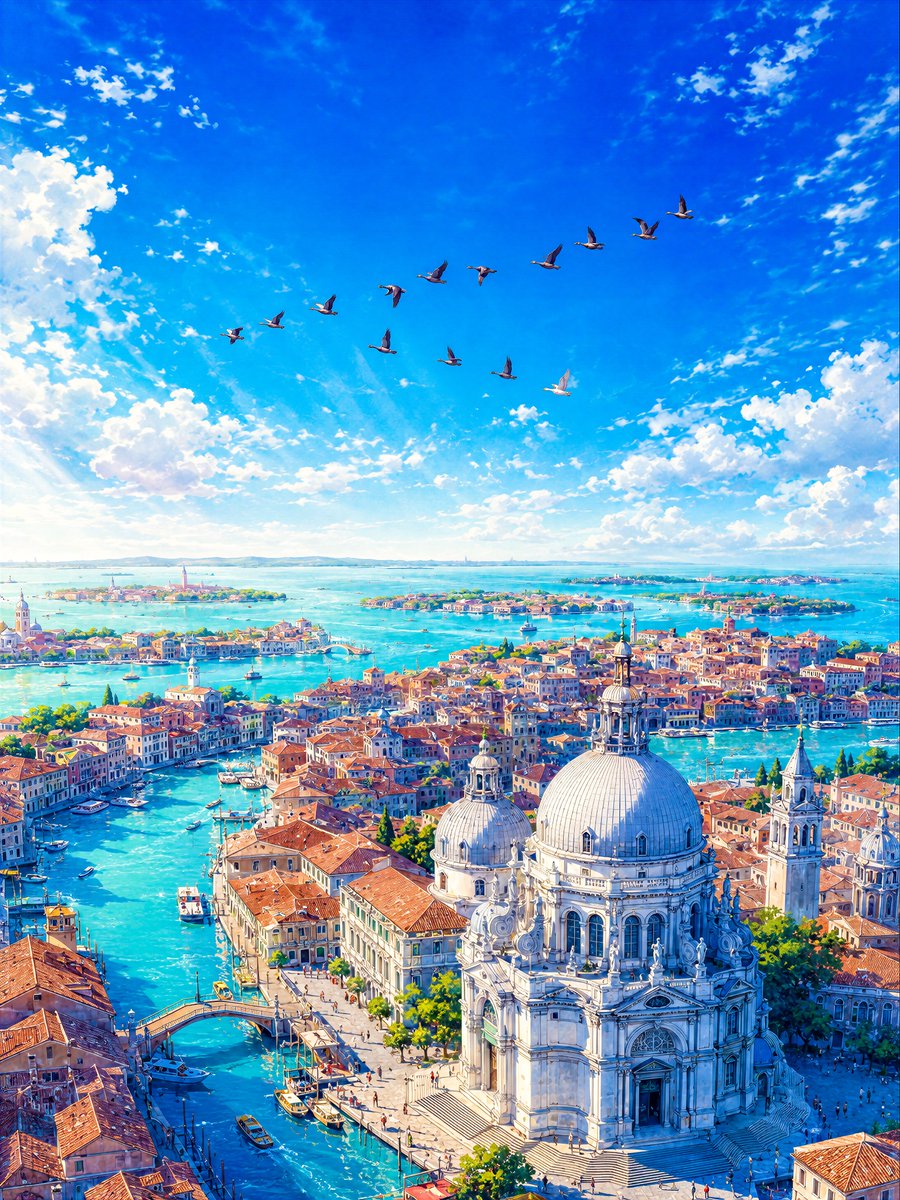 Aerial Lagoon Scenery with Geese preview image