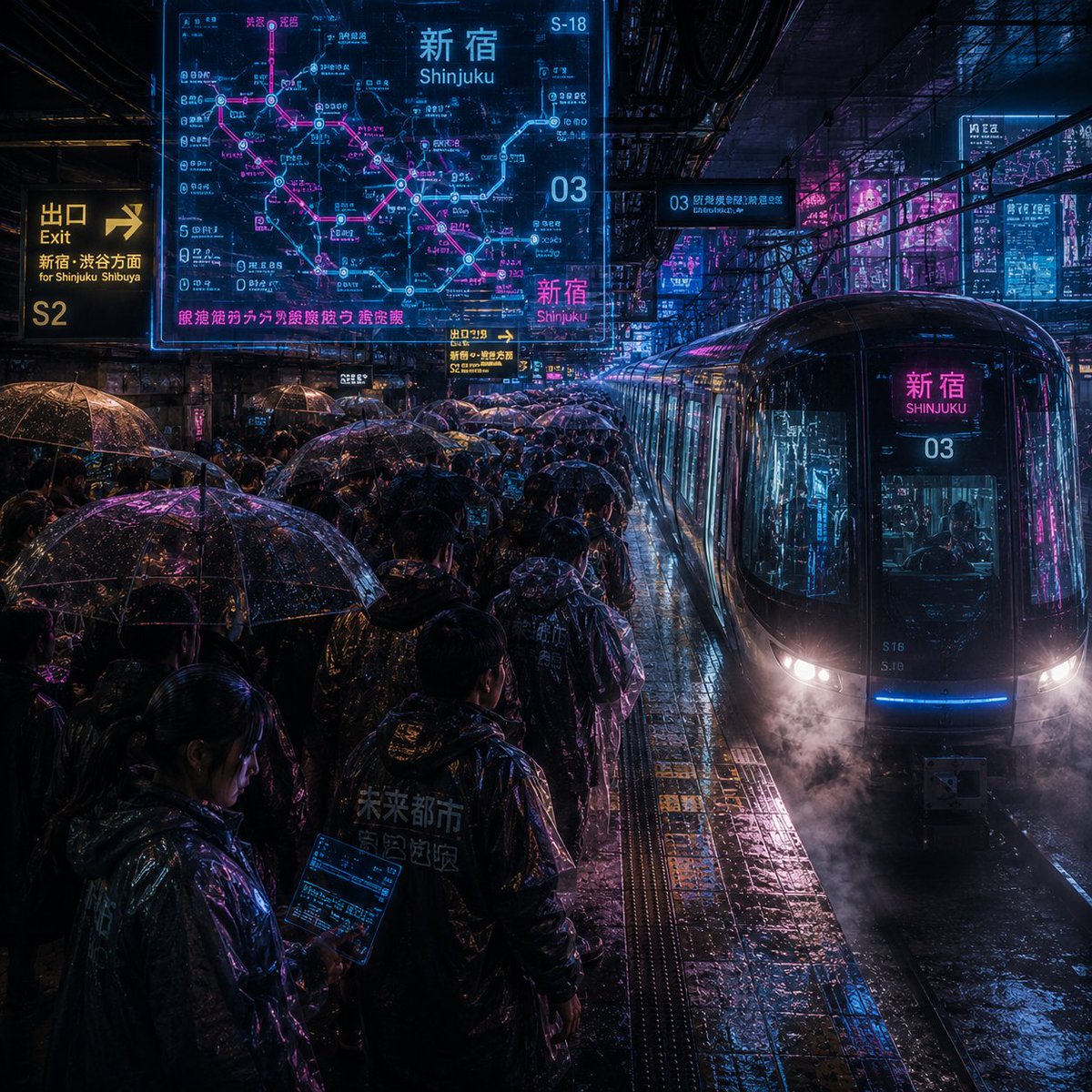 Noisy Cyberpunk Shinjuku Rain Platform preview image