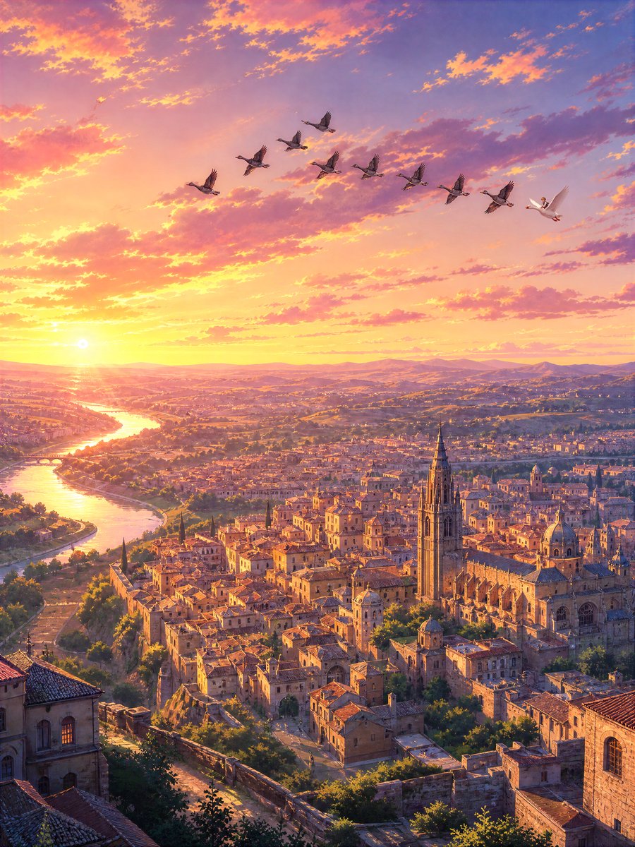 Sunset Ancient Spanish City Landscape preview image