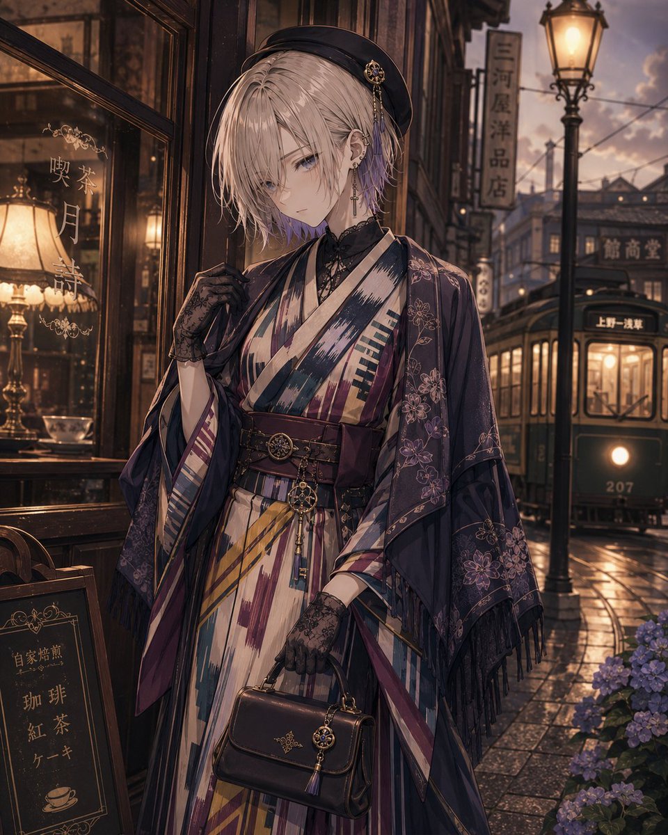 Showa Modern Meisen Kimono Fashion preview image