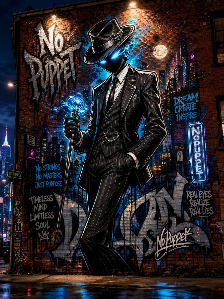 No Puppet Noir Graffiti Mural preview image
