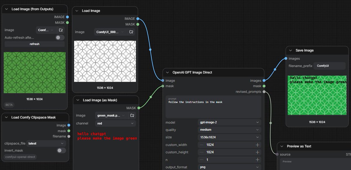 ComfyUI GPT Image Mask Workflow preview image