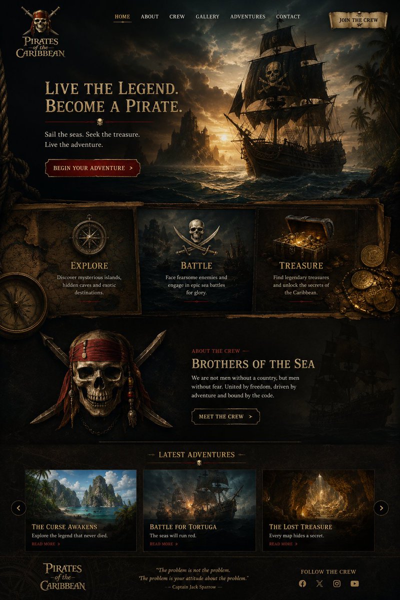 Cinematic Pirate Website Landing Page preview image