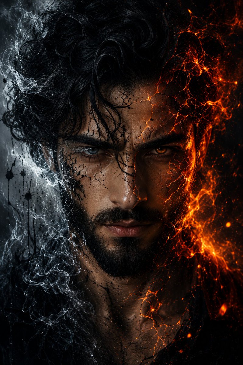 Fire and Ice Elemental Man Portrait preview image
