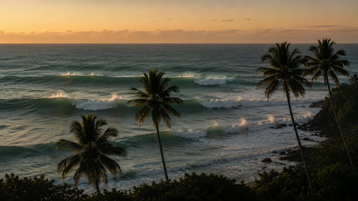 Tropical Sunset Ocean Wallpaper preview image