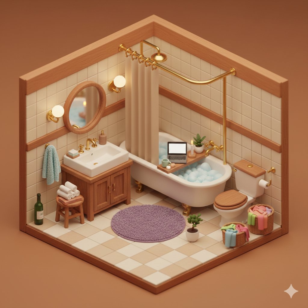 Cozy Isometric Bathroom Diorama preview image