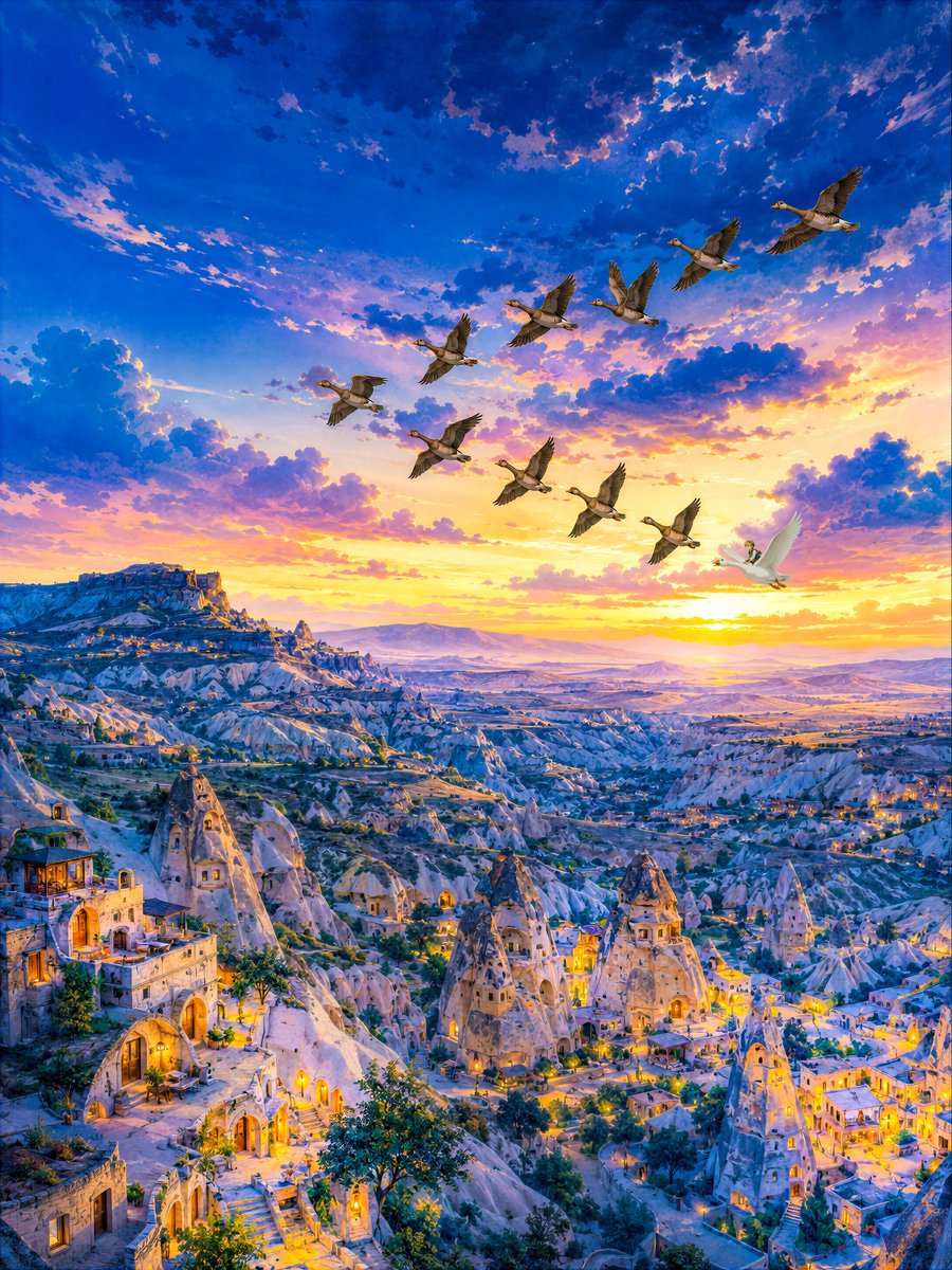Twilight Geese Over Cappadocia preview image