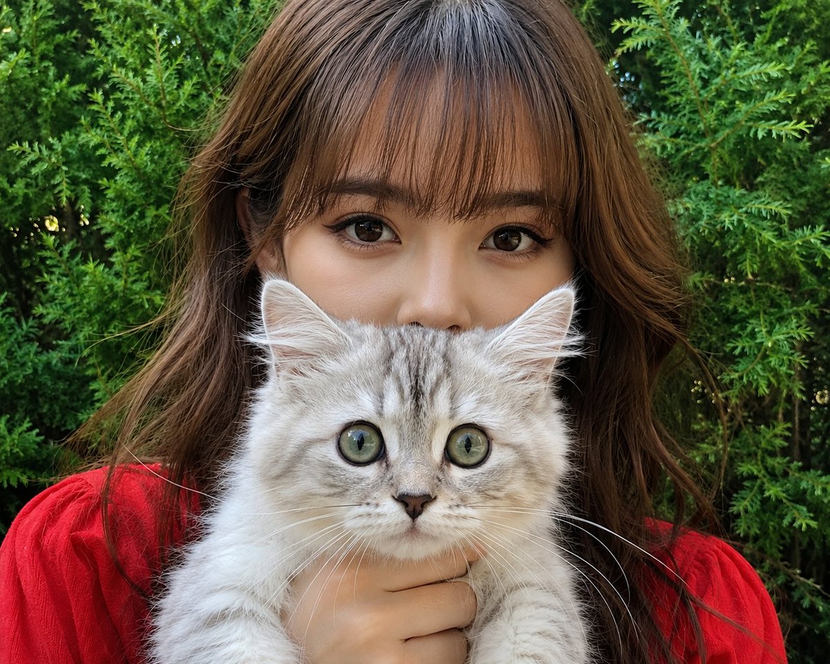 Woman with Kitten Close-up preview image