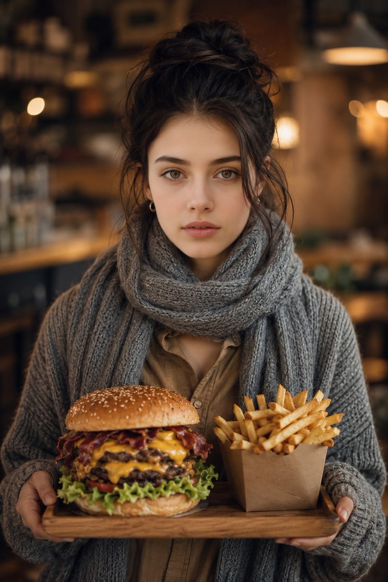 Cinematic Cafe Portrait with Food preview image