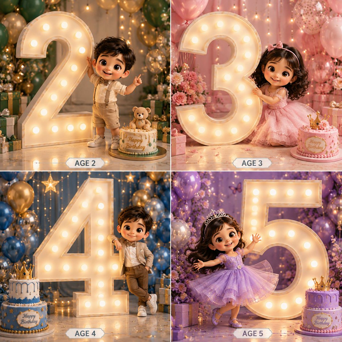 3D Luxury Birthday Kids Collage preview image