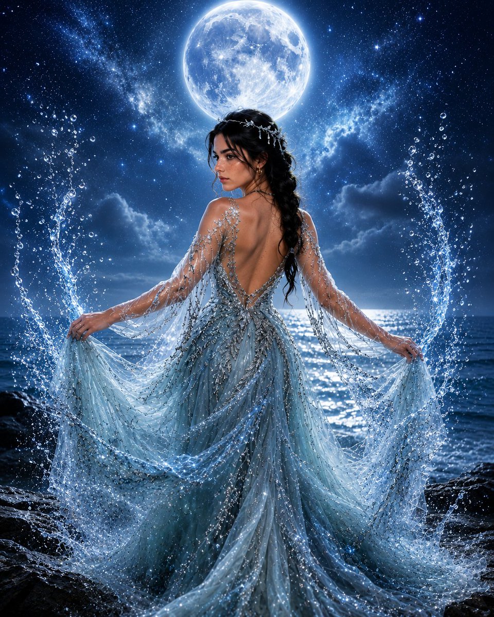 Moonlit Ocean Goddess Portrait preview image
