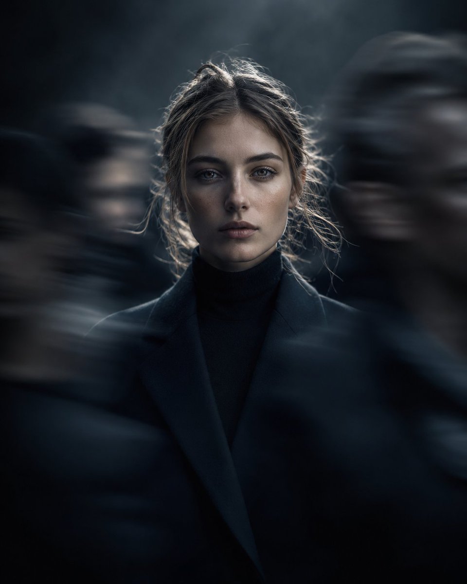 Editorial Portrait in Moving Crowd preview image
