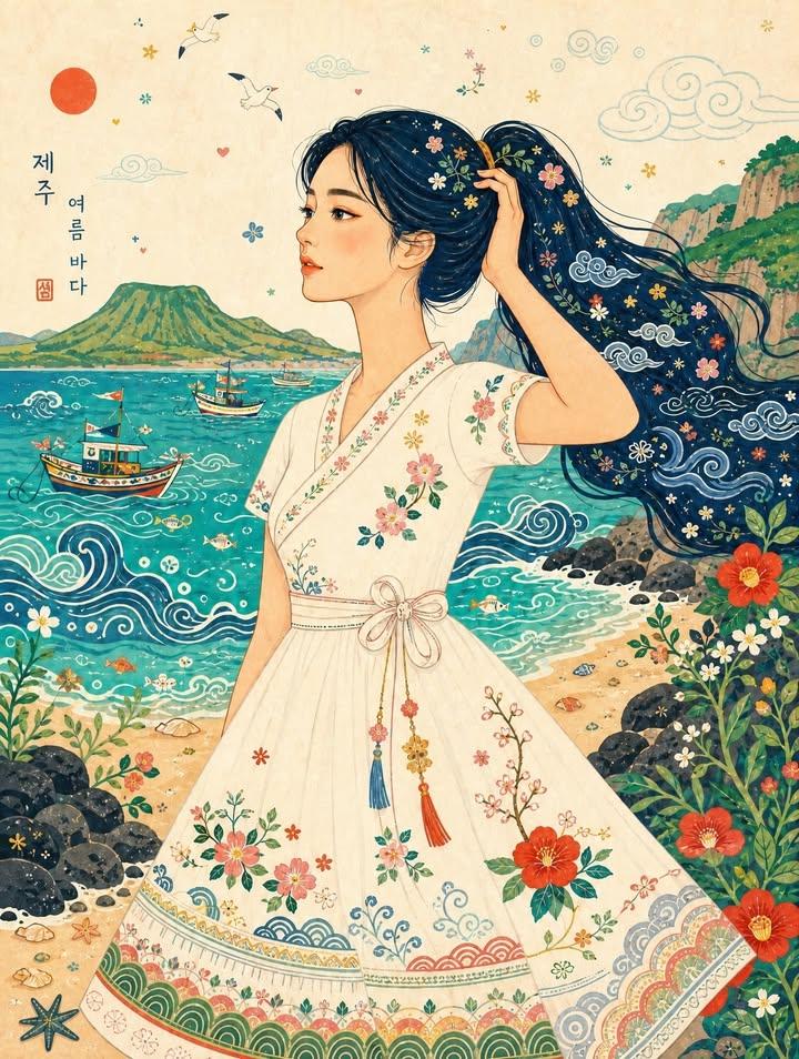 Jeju Island Naive Folk-Art Illustration preview image
