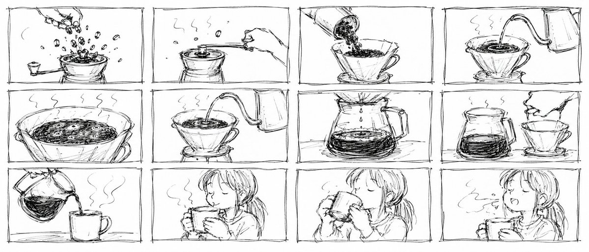Pencil Sketch Coffee Storyboard preview image