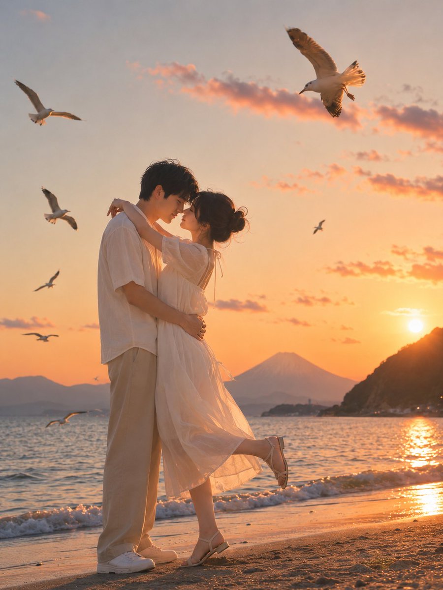 Romantic Zushi Beach Sunset Couple preview image