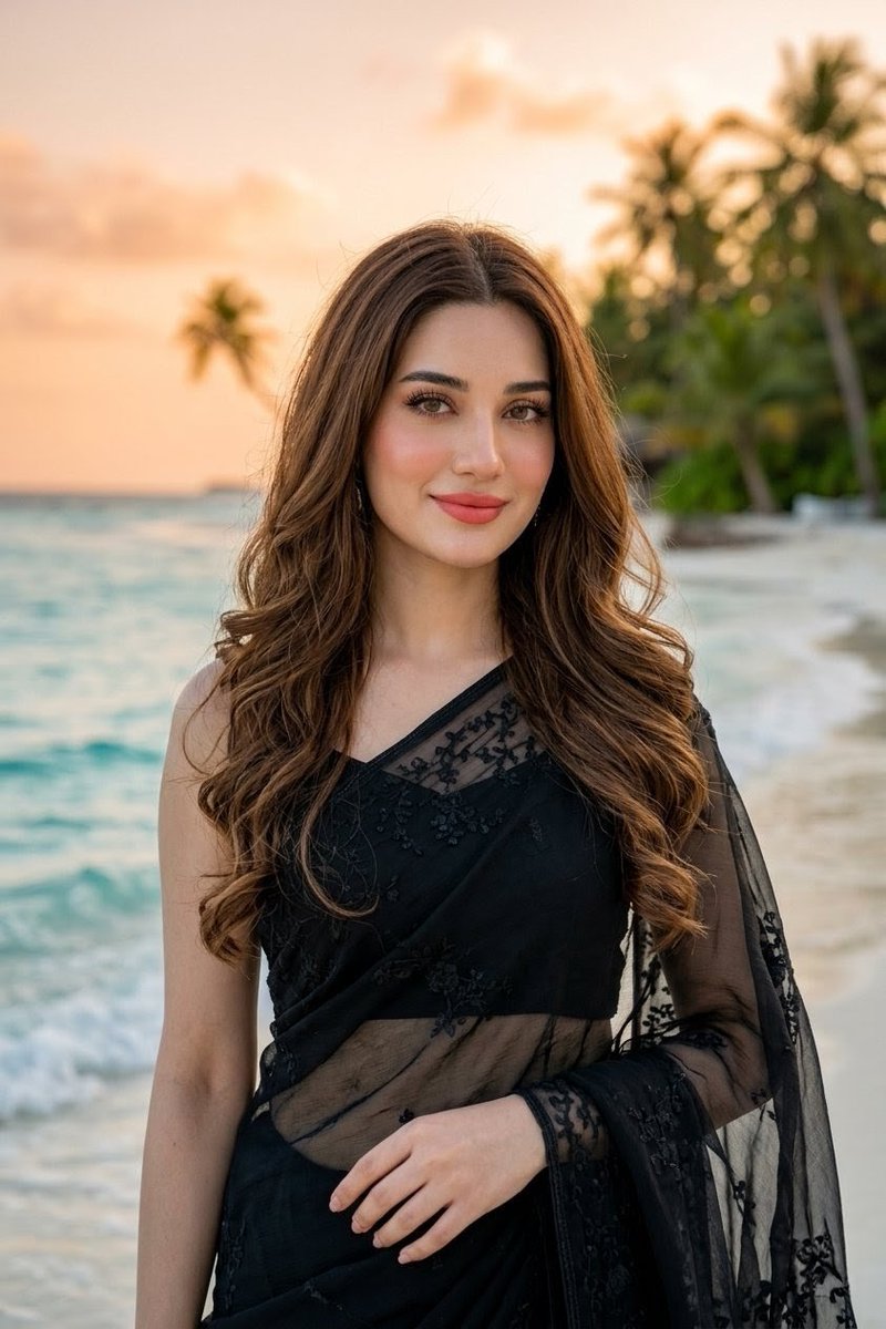 Beach Portrait in Black Saree preview image