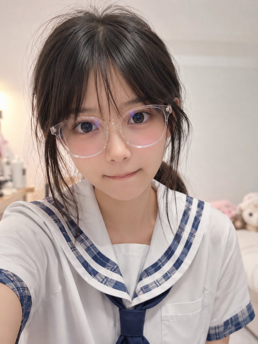 真实的审查水手制服自拍预览图