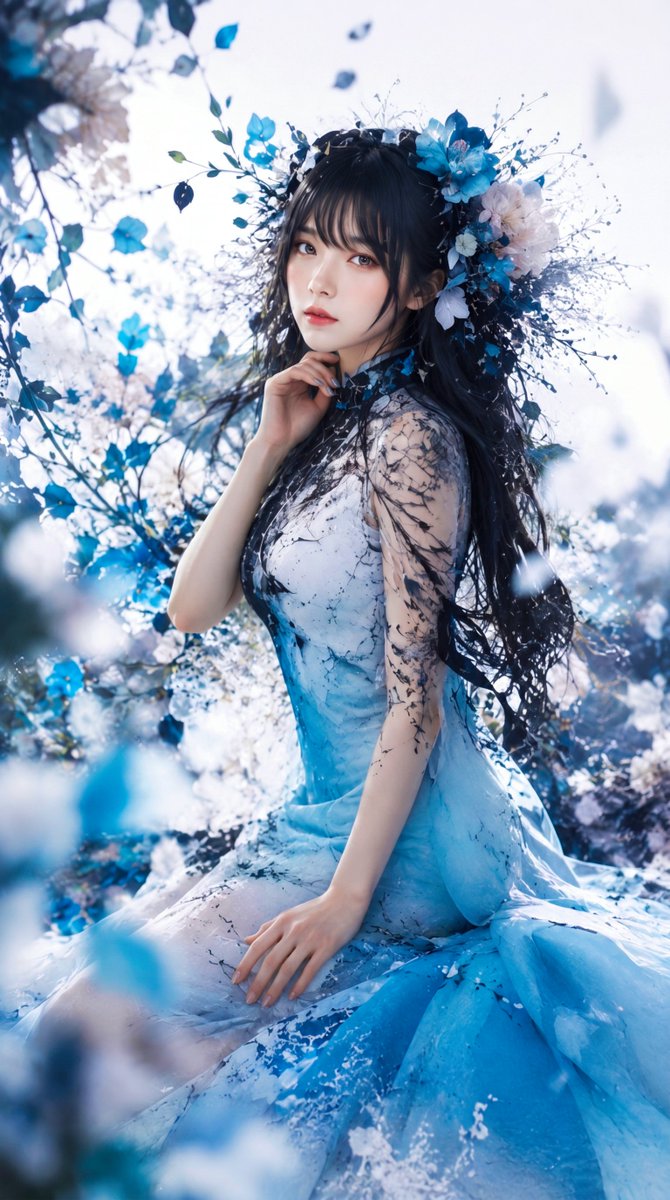 Blue Floral Fantasy Portrait preview image
