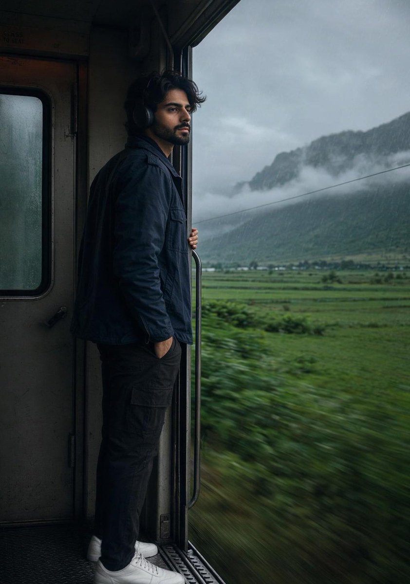 Realistic Train Portrait with Rainy Atmosphere preview image