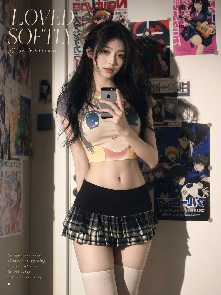 柔和阳光下的动漫卧室自拍预览图