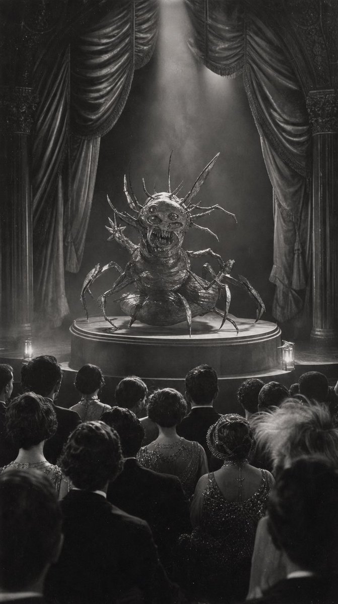 Sketch to Vintage Horror Theater Scene 预览图像