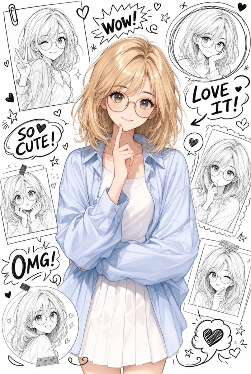 Anime Character with Doodle Collage preview image