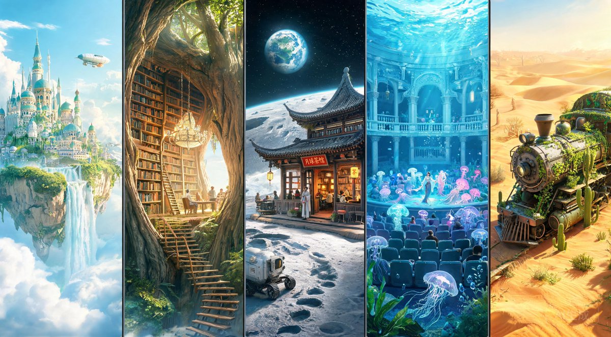 幻想多面板世界场景预览图