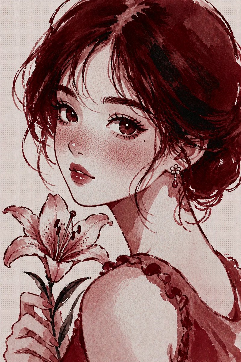 审查过的勃艮第水彩肖像预览图像