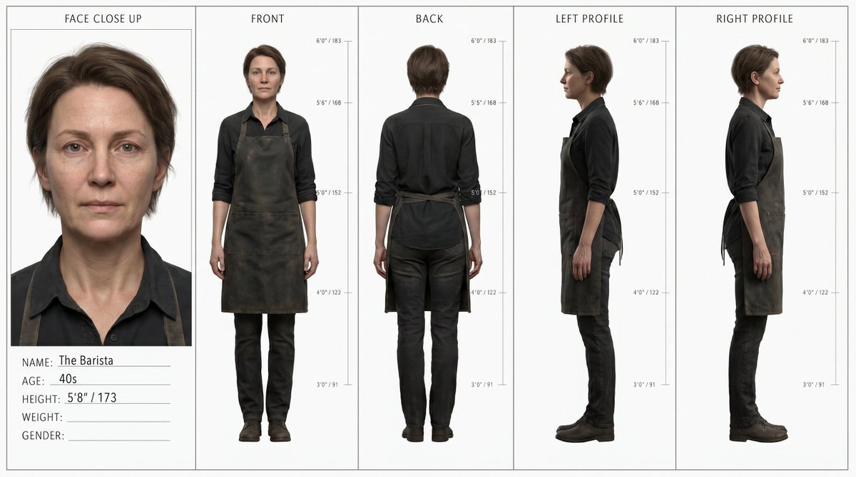 Barista Character Turnaround Reference preview image