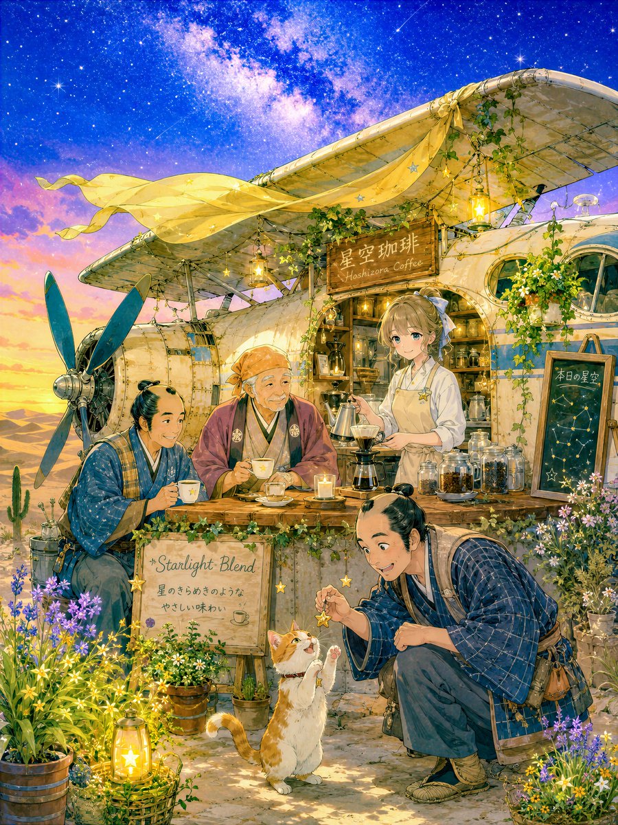 沙漠坠机咖啡馆幻想场景预览图