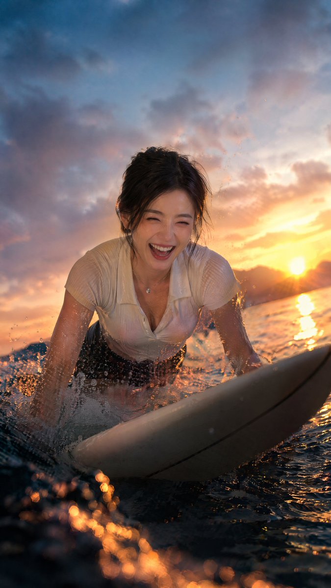 Laughing Surfer at Sunset preview image
