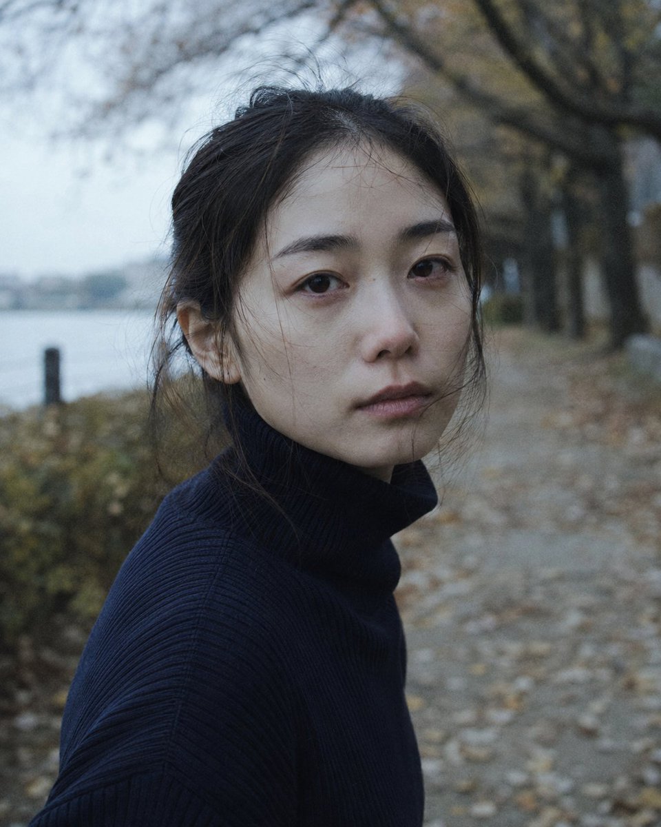 忧郁的秋季日本女性肖像预览图像