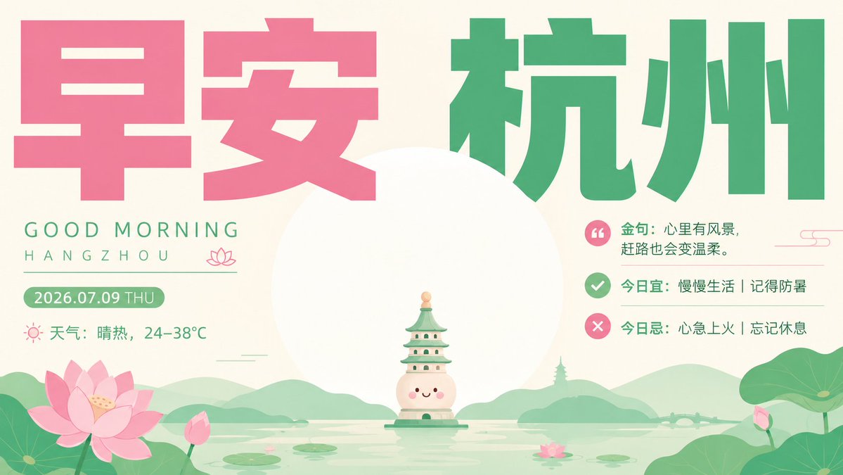 治愈系杭州早安海报预览图