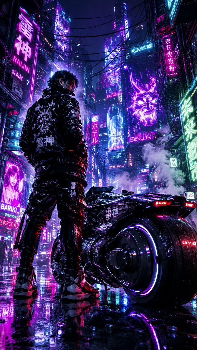 赛博朋克霓虹街头赛车手预览图