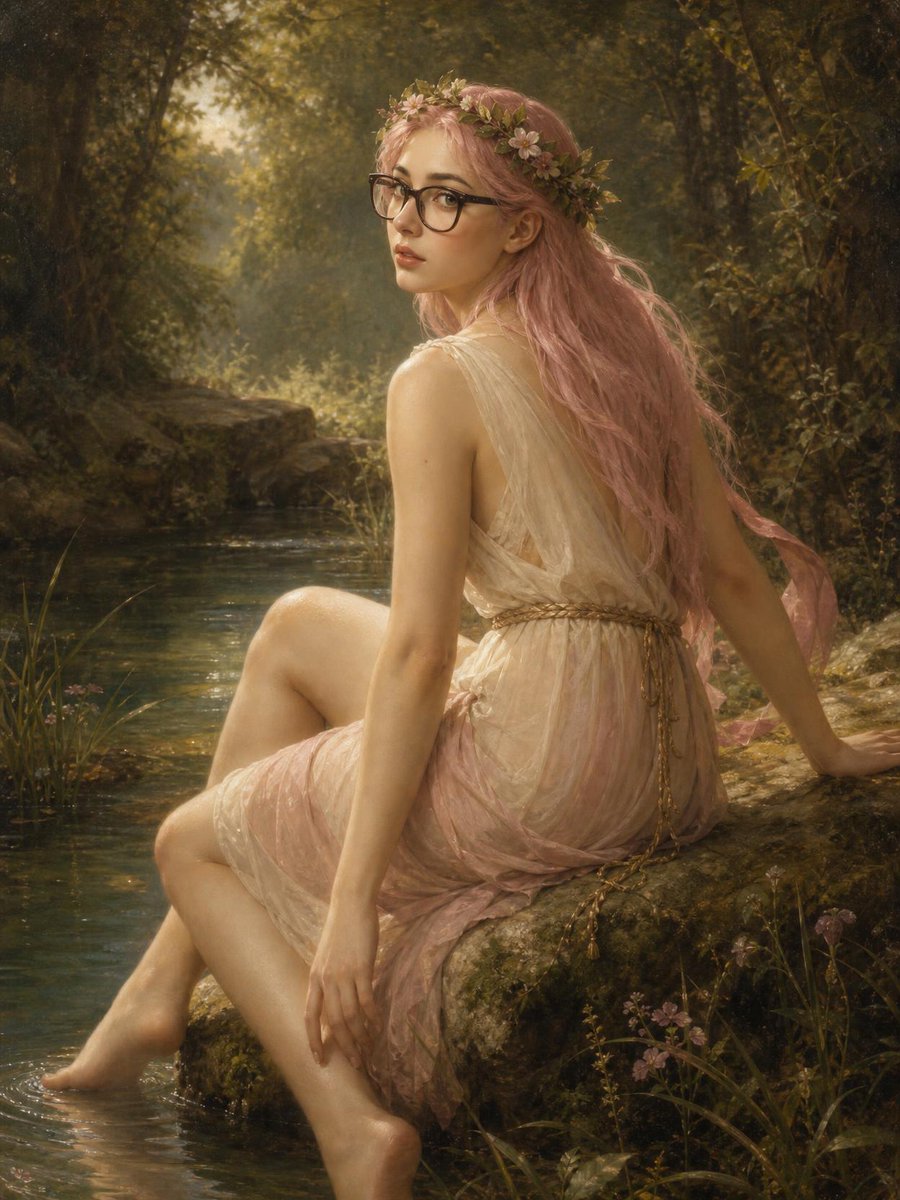 Bouguereau Nymph With Pink Hair 预览图像