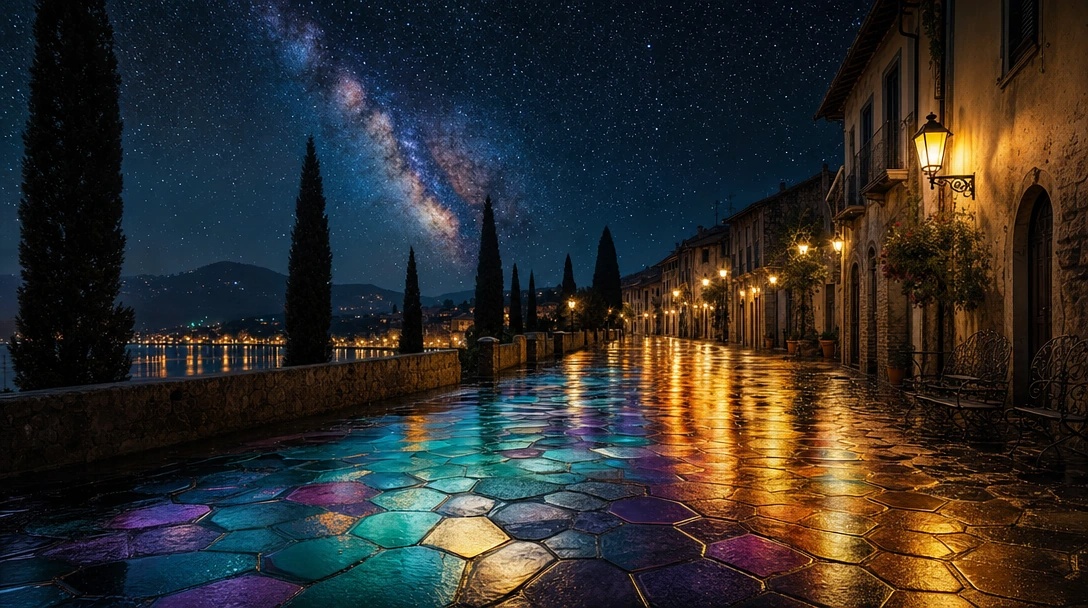 彩虹夜湖畔街预览图