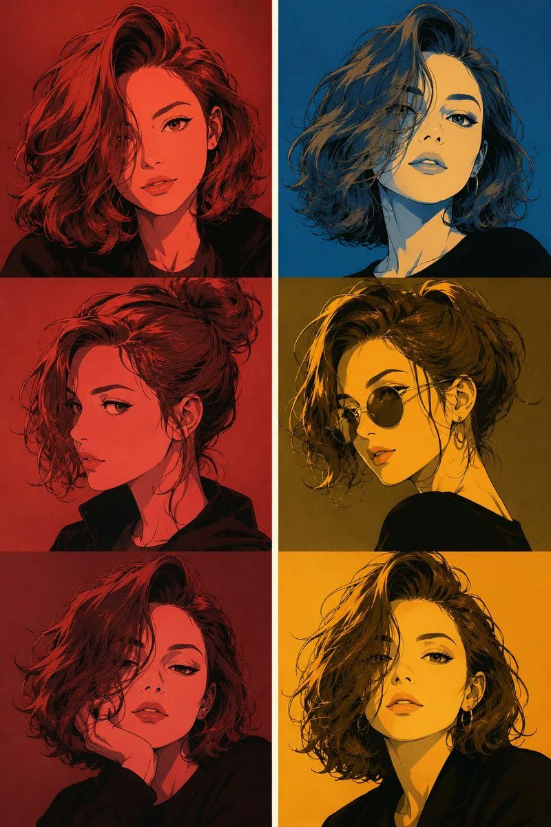 漫画角色设计三联画海报预览图