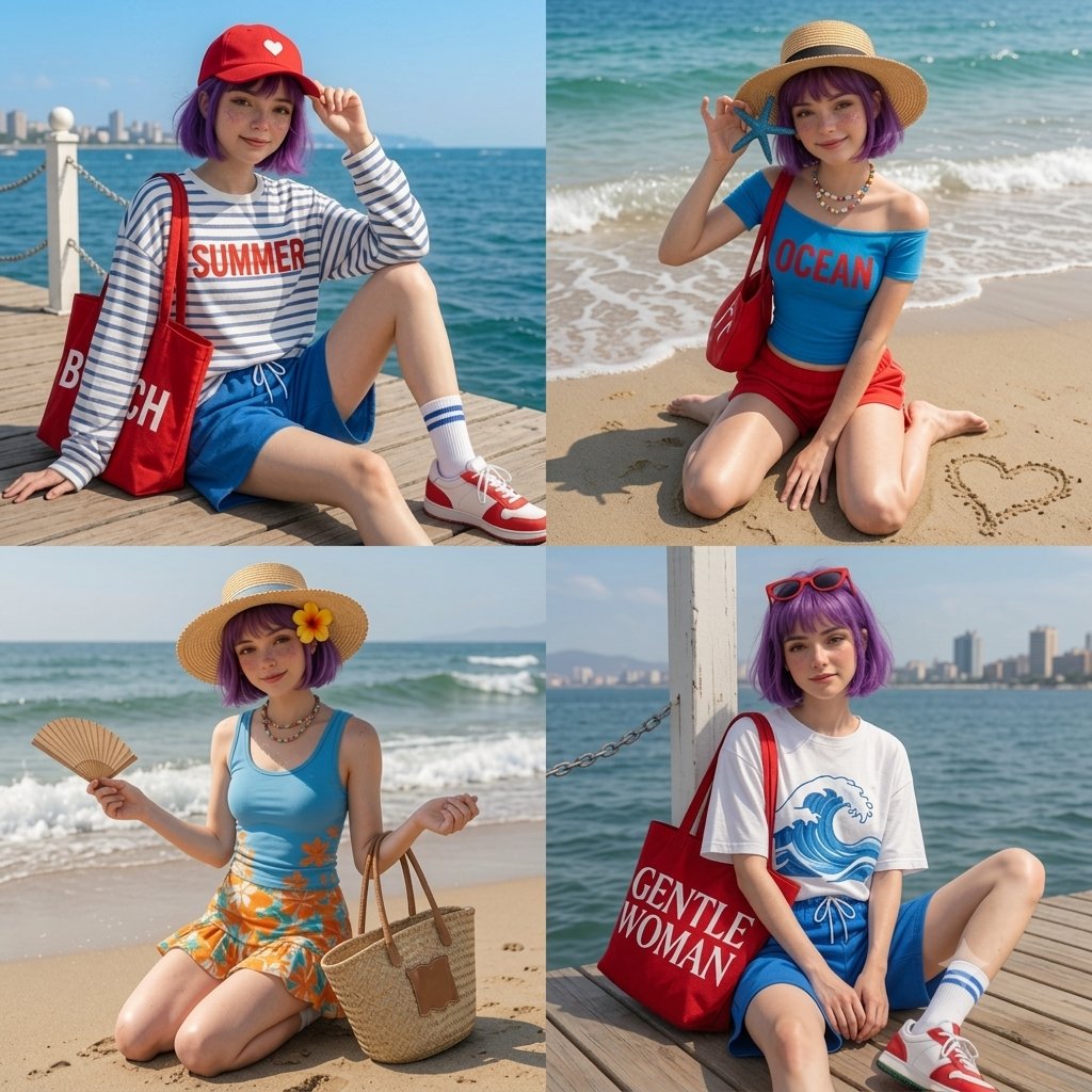 动漫海滩四格网预览图像