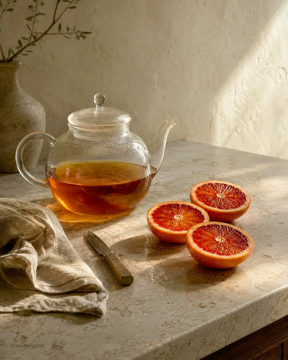 Sunlit Tea and Blood Orange Still Life 预览图