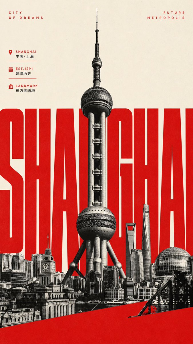 Giant Typography Shanghai Travel Poster preview image