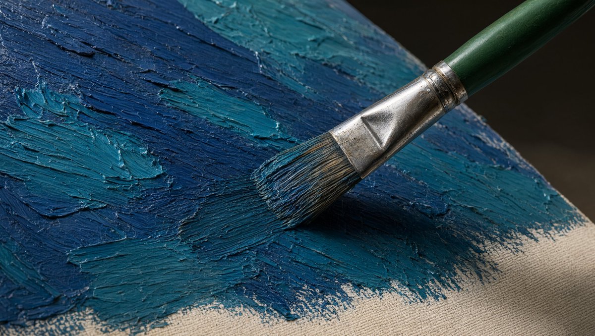 Macro Oil Paint Brush on Canvas preview image