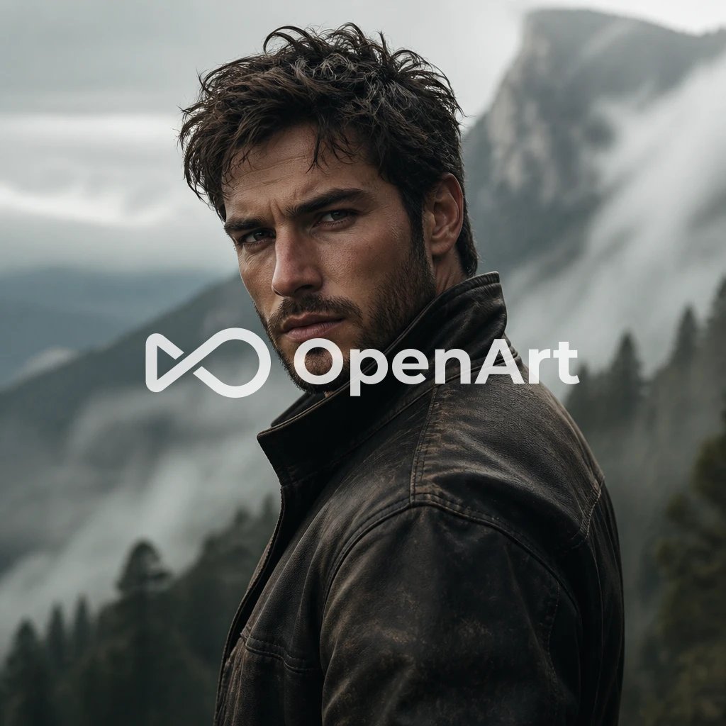 电影般的山脉肖像，带有OpenArt水印预览图