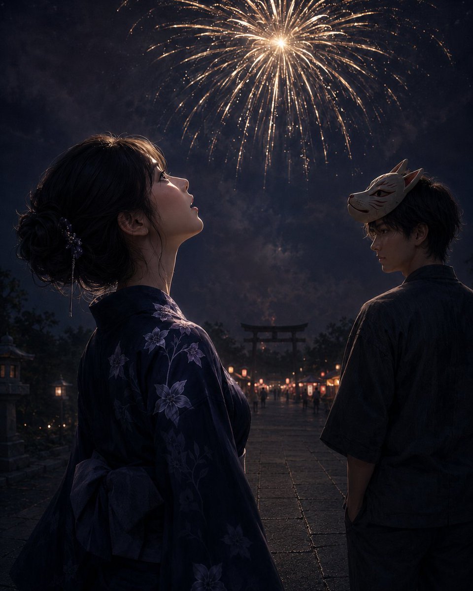 神社祭的烟花预览图像