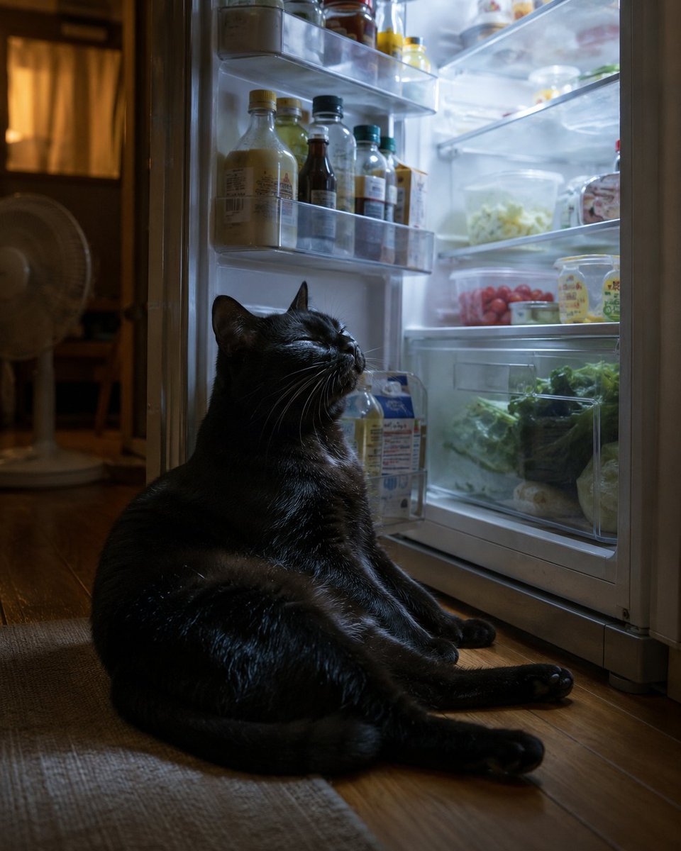 开放冰箱的黑猫散热预览图